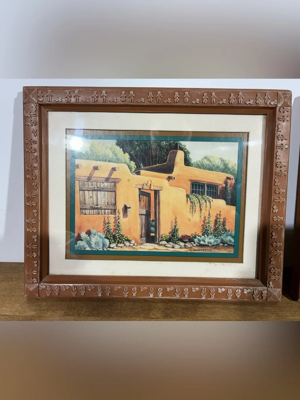 1992 K Brueggemann HOMCO Southwestern Adobe Prints Set 2 Framed Wall Art